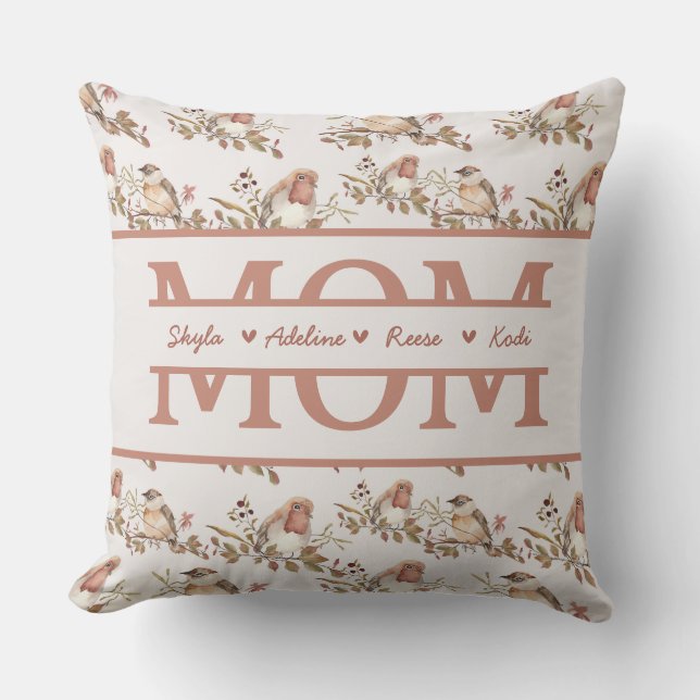 MOM with 4 kids names Mothers Day Cushion (Front)