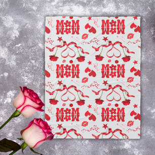 MOM/WOW: A Love Letter in Red on grey   Fleece Blanket