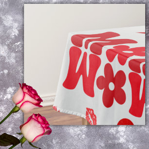 MOM/WOW: A Love Letter in Red on grey   Tablecloth