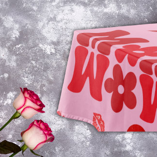 MOM/WOW: A Love Letter in Red on pink | Tablecloth