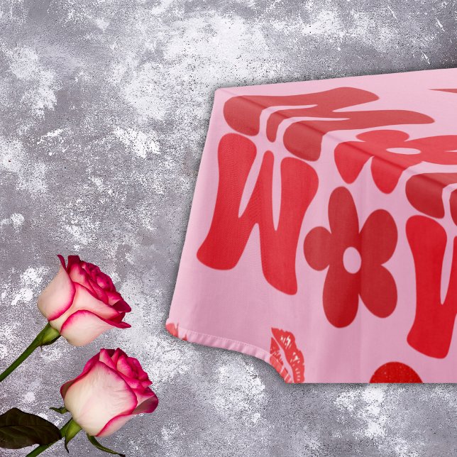 MOM/WOW: A Love Letter in Red on pink | Tablecloth (Creator Uploaded)