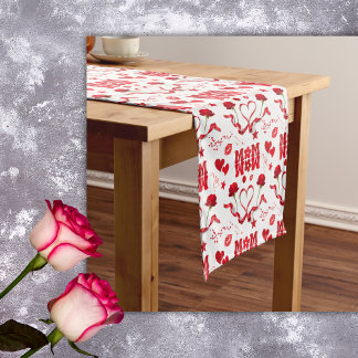 MOM/WOW: A Love Letter in Red on white | Short Table Runner