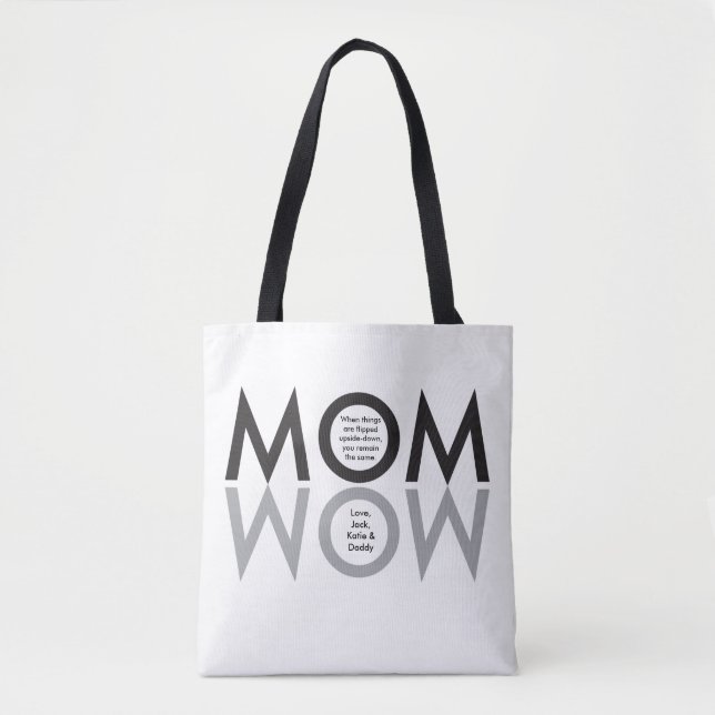 MOM, WOW, custom, mother's day gift, "from kids" Tote Bag (Front)
