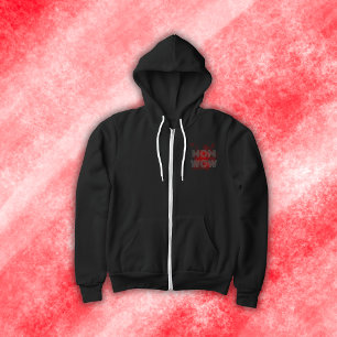 MOM WOW grey on red Hoodie