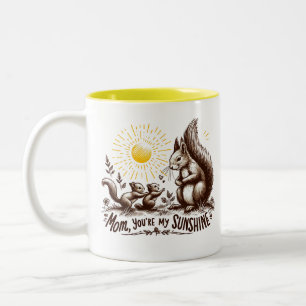 Mom, you're my sunshine Squirrel Family  Two-Tone Coffee Mug
