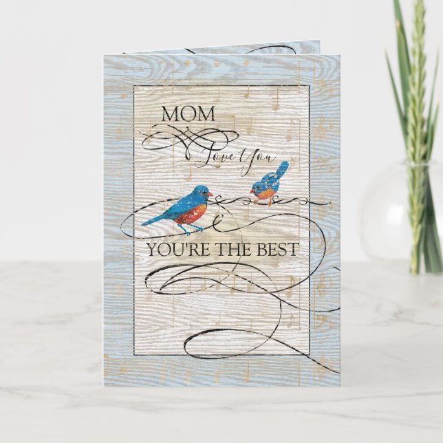 Mom You're the Best Musical Bluebirds Mother's Day Card (Front)