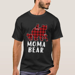 Moma Bear 3 Cubs , Christmas Mama Bear Plaid Pajam T-Shirt