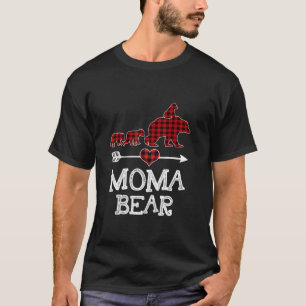 Moma Bear Christmas Pajama Red Plaid Buffalo Famil T-Shirt