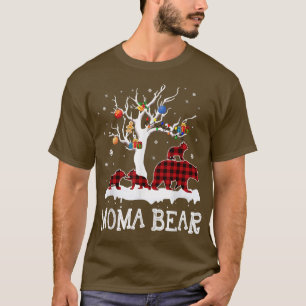 Moma Bear Christmas Pajama Red Plaid Buffalo Famil T-Shirt