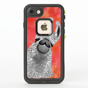 Moma Llama with White Llama Coral Watercolor