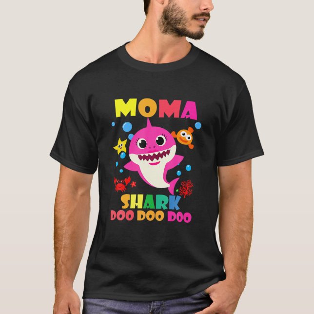 Moma Shark Doo Doo Funny Baby Mummy Daddy Kids T-Shirt (Front)