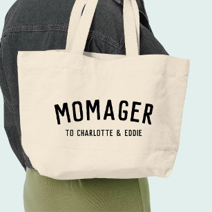 Momager   Modern Mum Manager Kids Names Large Tote Bag