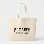 Momager | Modern Mum Manager Kids Names Large Tote Bag (Front)