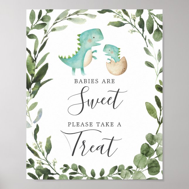 MomBaby Dinosaur Baby Shower Babies Are Sweet Sign (Front)