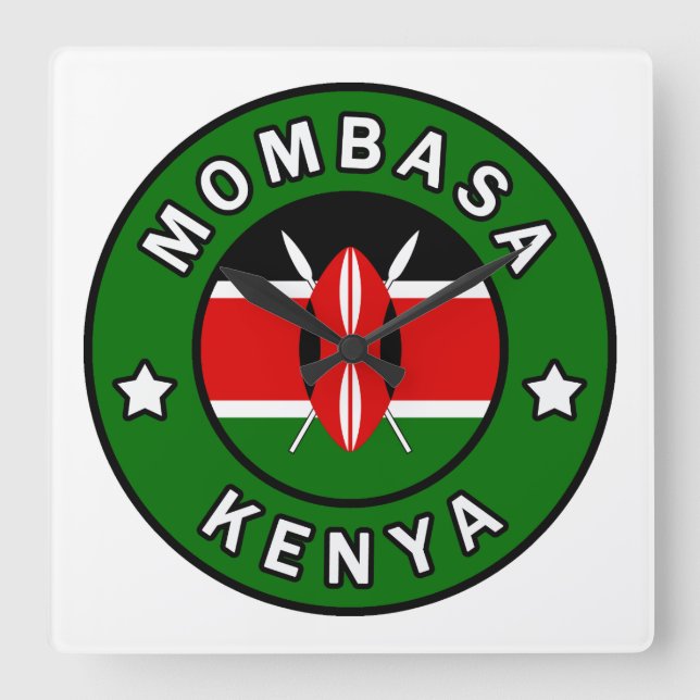 Mombasa Kenya Square Wall Clock (Front)