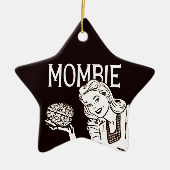 Mombie Retro Zombie Ceramic Tree Decoration (Front)