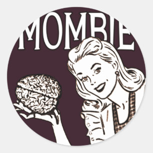 Mombie Retro Zombie Classic Round Sticker