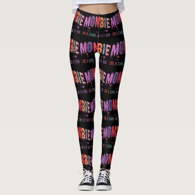 Mombie Zombie With Kids Womens Leggings (Front)