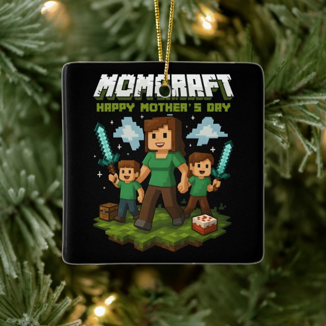 Momcraft Happy Mother Day Funny Gamer Mum Ceramic Ornament (Tree)