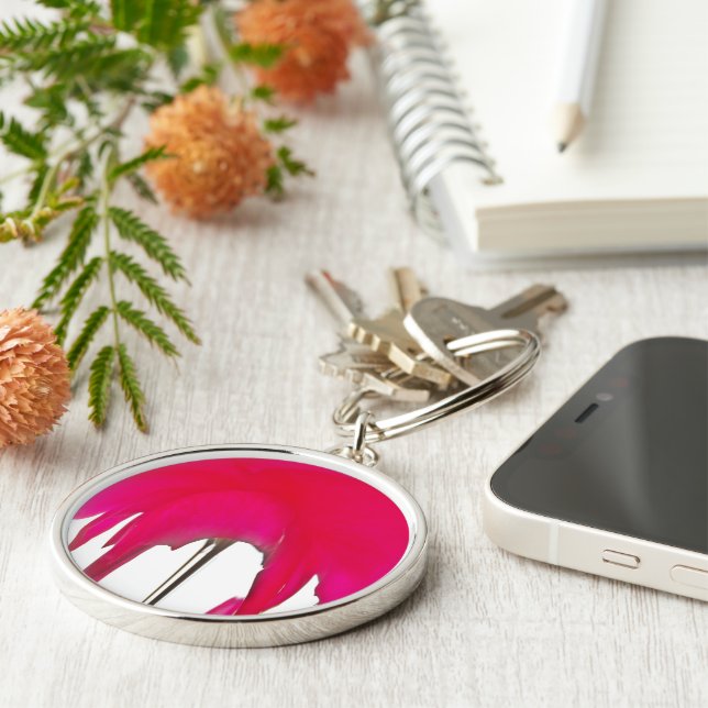 Moment Captured: A Red Rose Petal Elegance Key Ring (Side)