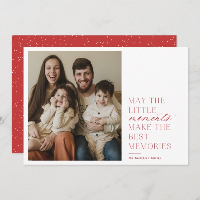 Moments and Memories Red Holiday Photo Card (Front/Back)