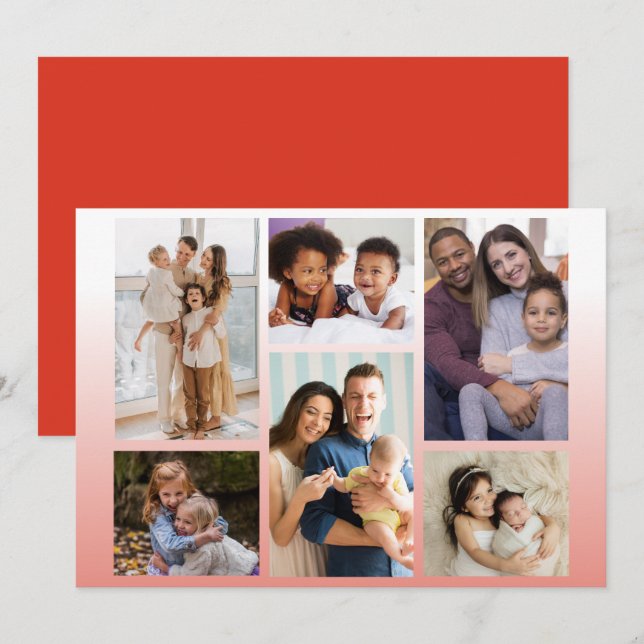 Moments in Focus: Customisable 6 Photo Collage Holiday Card (Front/Back)