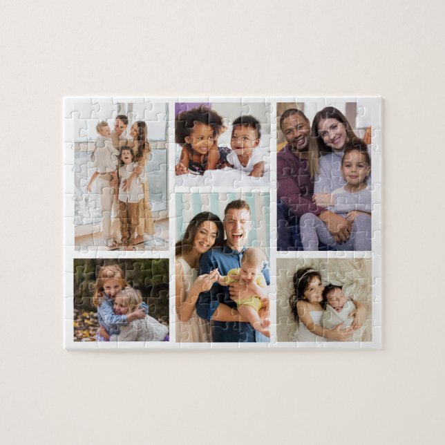 Moments in Focus: Customisable 6 Photo Collage Jigsaw Puzzle (Horizontal)