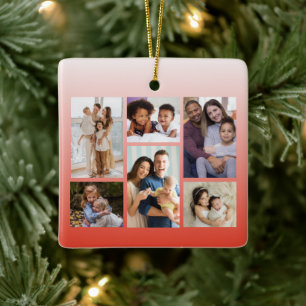 Moments in Focus: Customizable 6 Photo Collage Ceramic Ornament