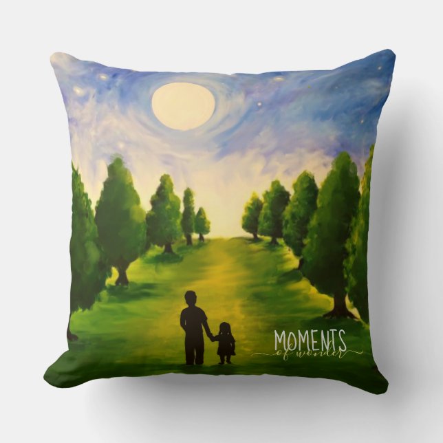 Moments of wonder moonlit walk in woods cushion (Front)