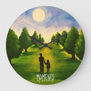 Moments of wonder moonlit walk in woods large clock