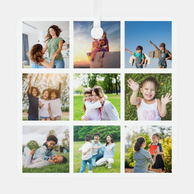 Moments Treasured: Customisable 9 Photo Collage Metal Tree Decoration (Front)