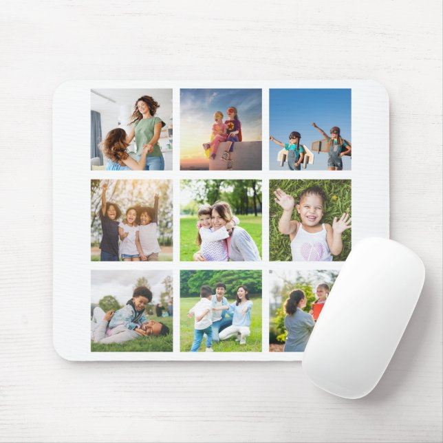 Moments Treasured: Customisable 9 Photo Collage Mouse Mat (With Mouse)
