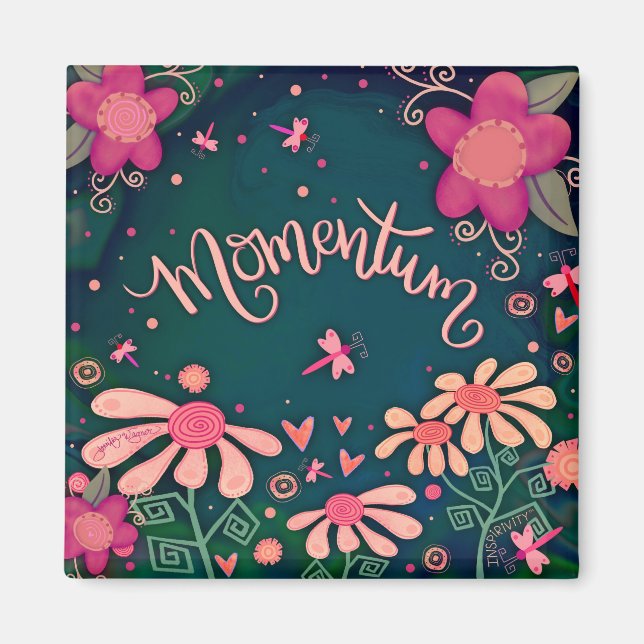 Momentum Hearts Fun Floral Dragonfly Inspirivity Magnet (Front)