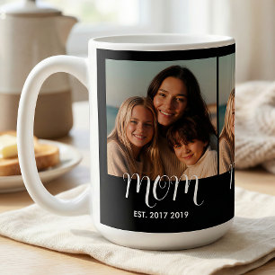 MomEstablishedScript Black 3 Photo Coffee Mug