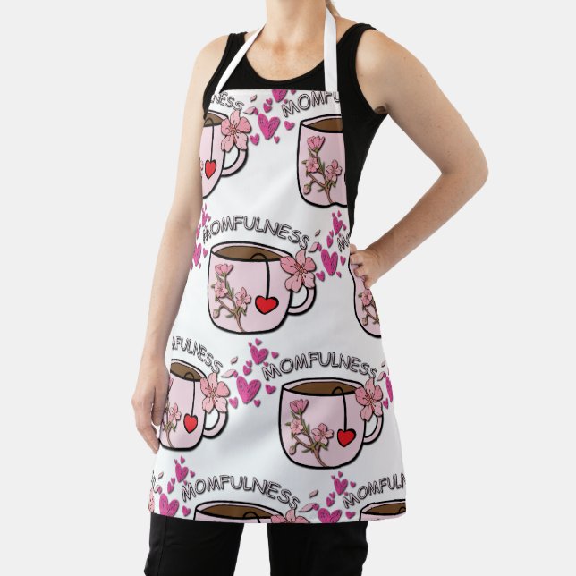 Momfulness Floral Tea Cup Seamless Pattern Apron (Insitu)