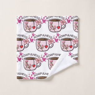 Momfulness Floral Tea Cup Seamless Pattern Wash Cloth