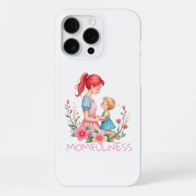 Momfulness Watercolor Mother & Child Art iPhone Case (Back)