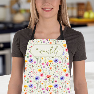 #MomLife Green Colourful Country Wildflower Patter Apron