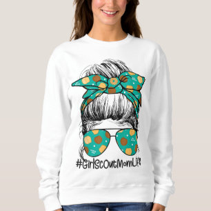 Momlife Messy Bun Scout For Girls Cookie Mum Sweatshirt