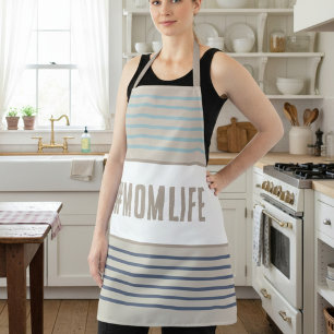Momlife turquoise blue and beige apron