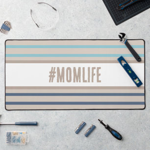 Momlife turquoise blue and beige desk mat