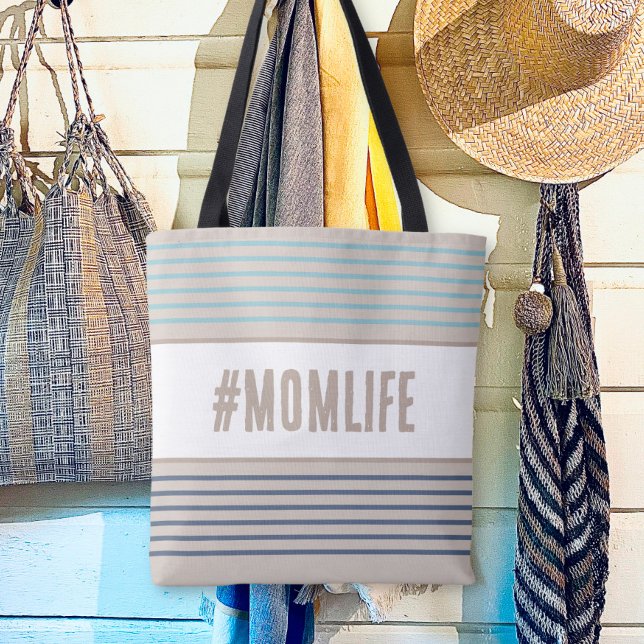 Momlife turquoise blue and beige tote bag (Creator Uploaded)