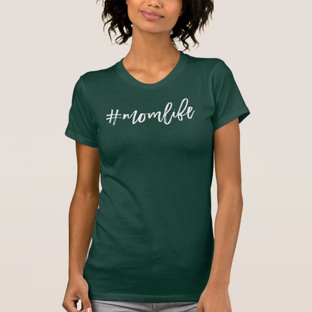#MOMLIFE white minimal script trendy work quote T-Shirt (Front)