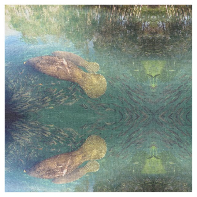 Momma and Baby Manatee Fabric (Close Up)