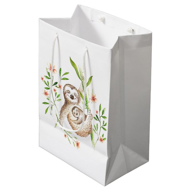 Momma and baby sloths   medium gift bag (Front Angled)