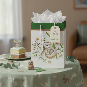 Momma and baby sloths   medium gift bag