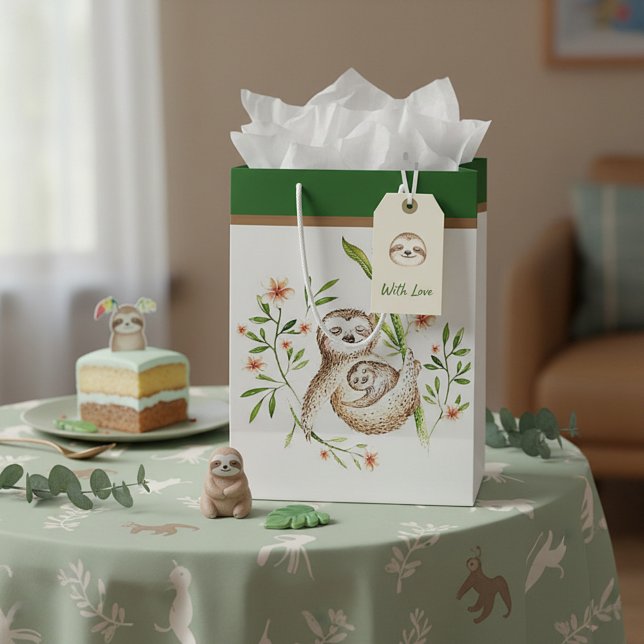 Momma and baby sloths   medium gift bag (Creator Uploaded)