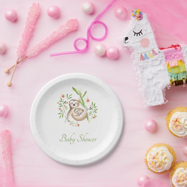 Momma and baby sloths   paper plate (Party)