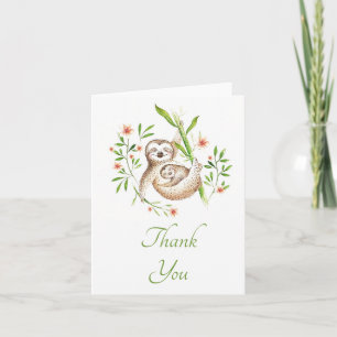 Momma and baby sloths thank you card