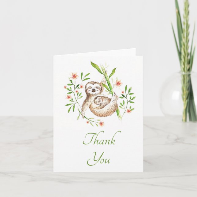Momma and baby sloths thank you card (Front)